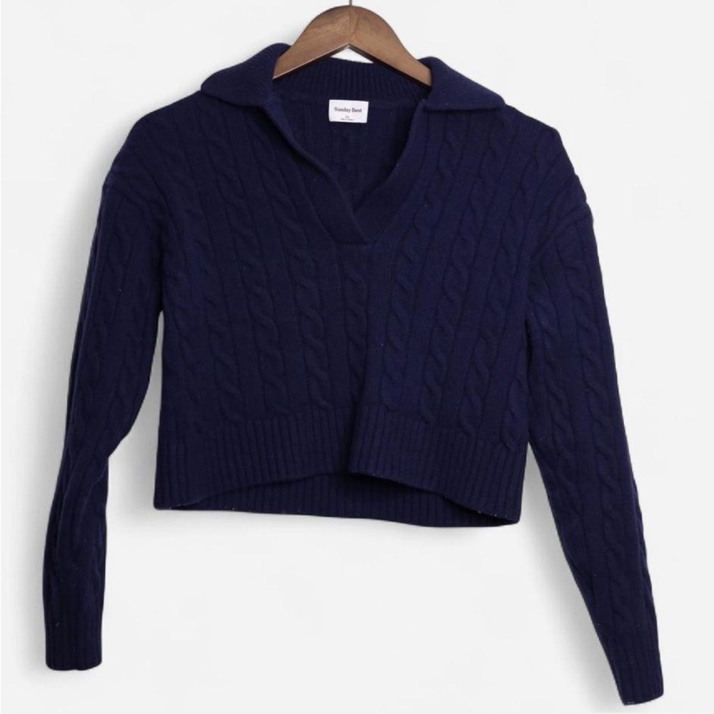 Aritzia Sunday Best Deep Blue V-Neck Sweater